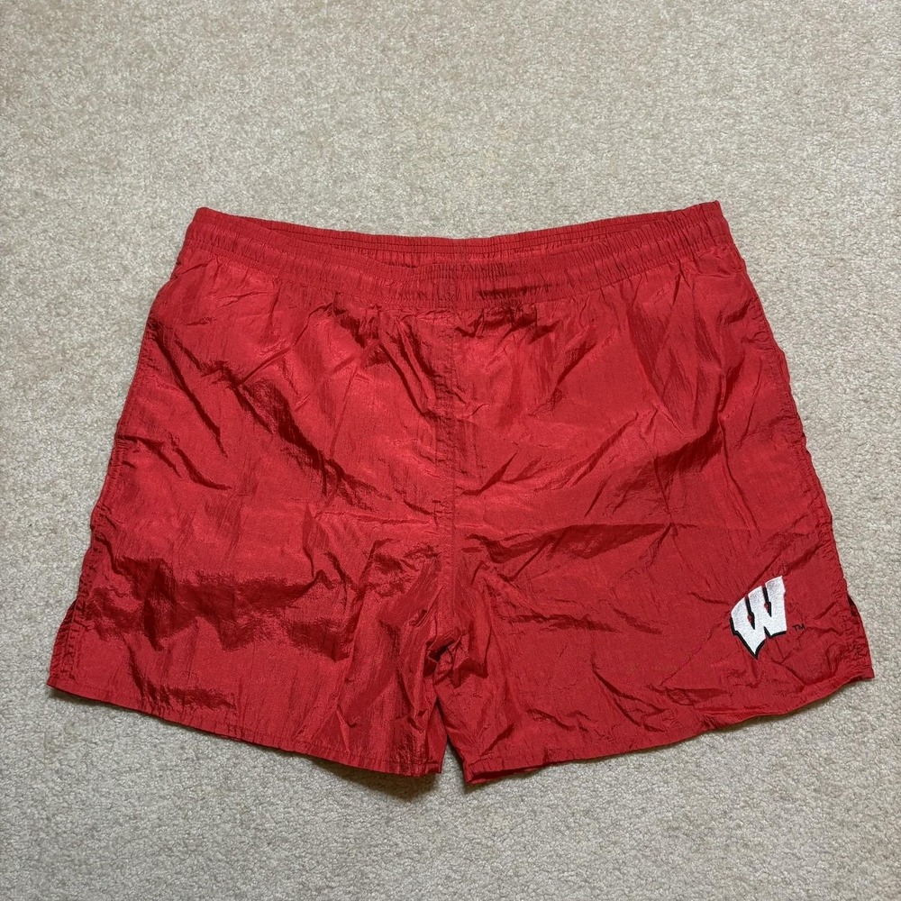 Vtg Wisconsin Badgers‎ Shorts Mens Large Red NCAA Lee Sport Mesh Lined 90s Track